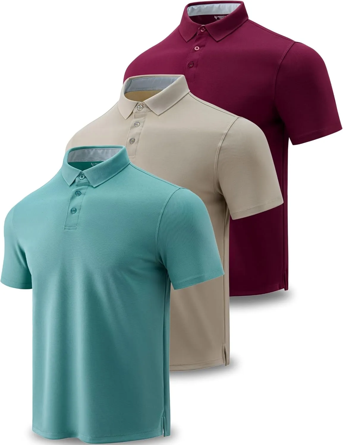 3-Pack Mens Golf Shirt Performance Sport Short Sleeve Moisture Wicking Dry Fit Golf Polo Active Shirts for Men