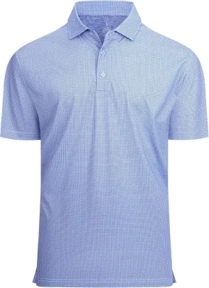 Alex Vando Mens Golf Shirt Moisture Wicking Classic Print Golf Shirts for Men