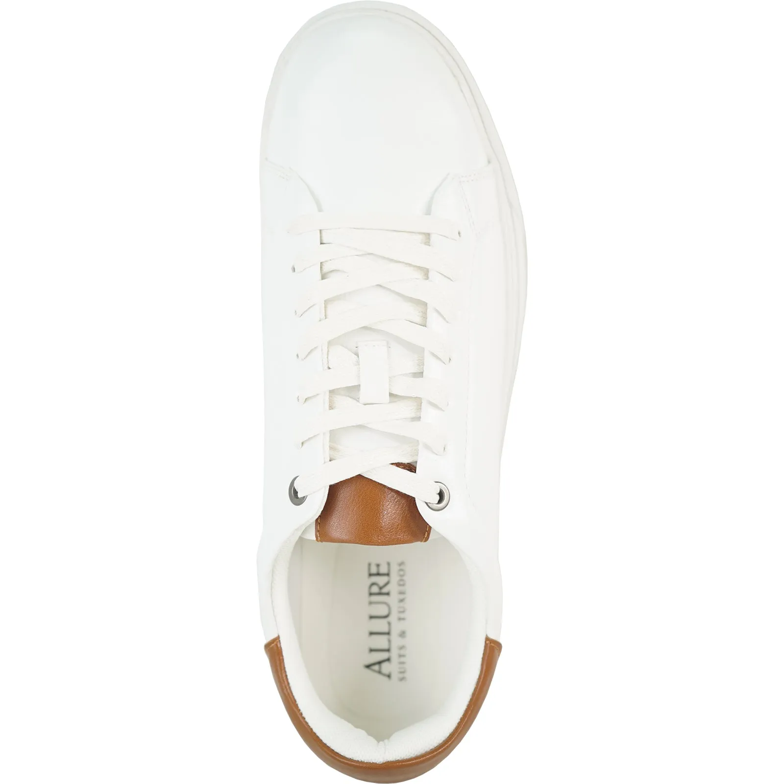 ALLURE MEN Fashion Sneaker AL05 Oxford Casual Shoe with Removable Insole WHITE