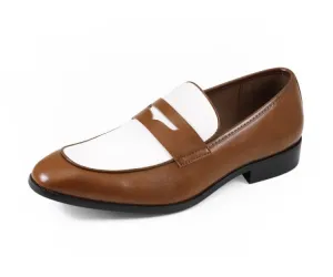 Amali Luxe Penny Loafers Men’s Cognac & White Vegan
