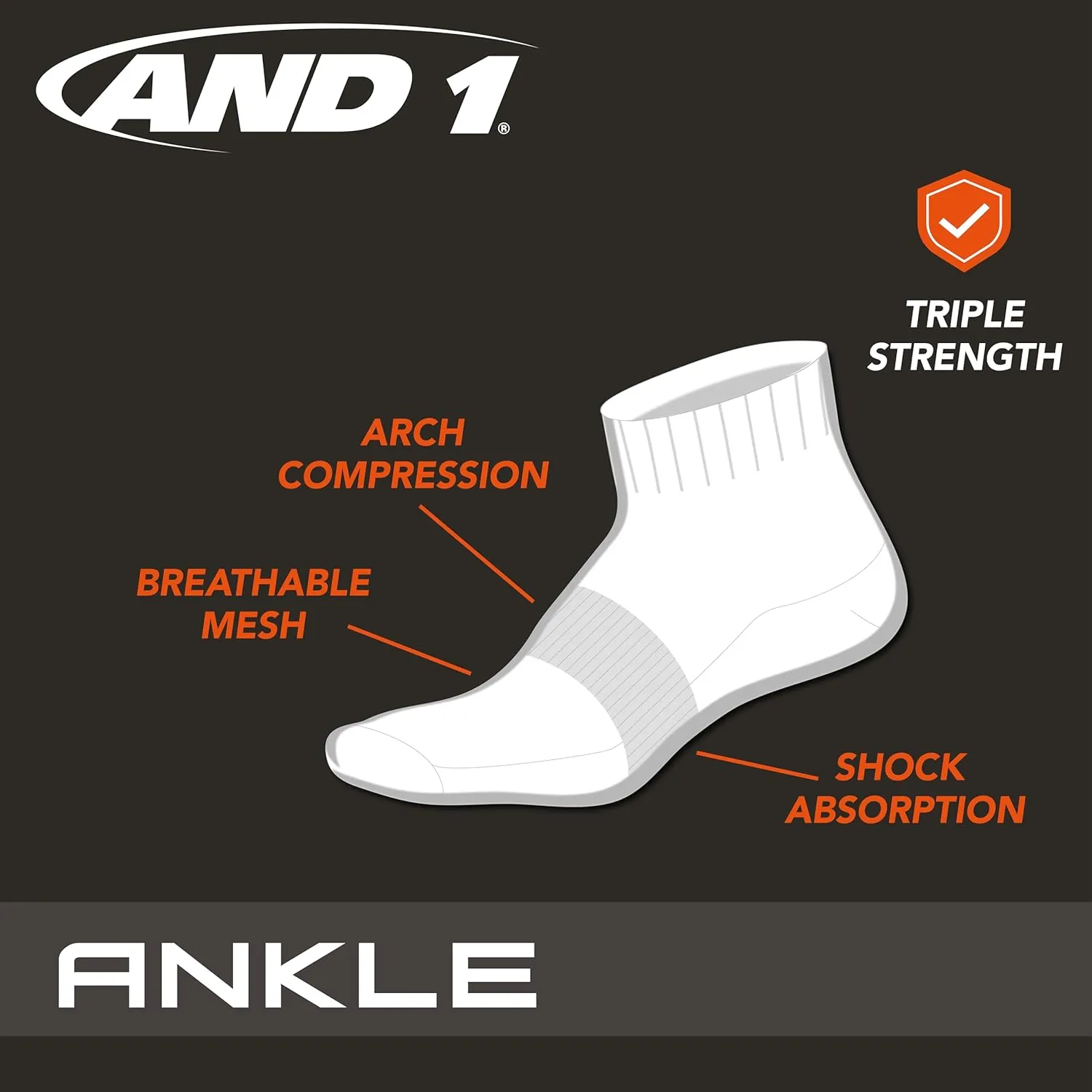 AND1 Mens Quarter Socks - 12 Pack Lightweight Athletic Quarter Length Ankle Socks for Men for Sports, Running (Sizes: 6-12.5)