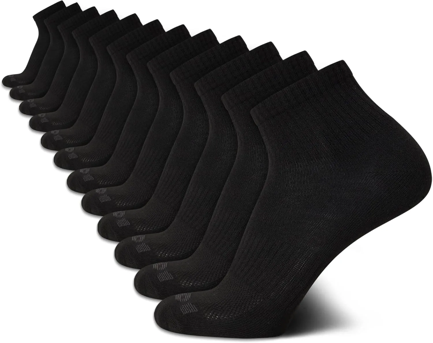 AND1 Mens Quarter Socks - 12 Pack Lightweight Athletic Quarter Length Ankle Socks for Men for Sports, Running (Sizes: 6-12.5)