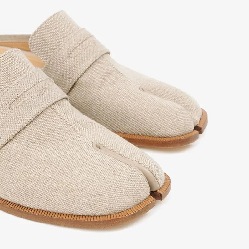 Beige Penny-Slot Loafers