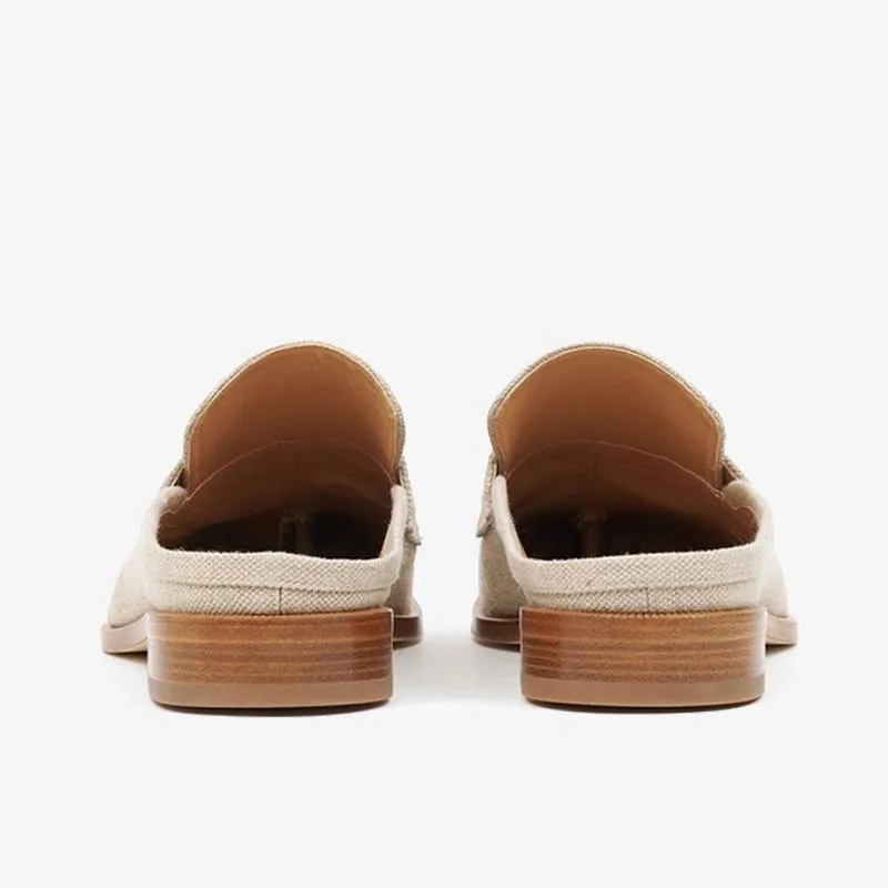 Beige Penny-Slot Loafers