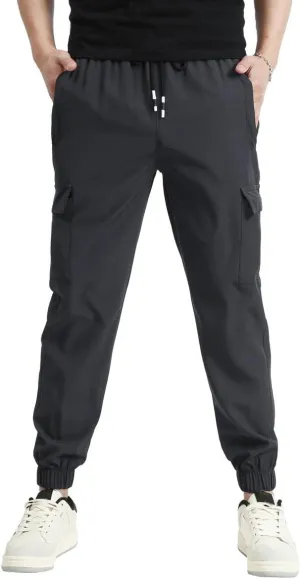 Boys Cargo Joggers Pants Outdoor Youth Quick Dry Hiking Pants Lightweight Athletic Pants with Zipper Pockets