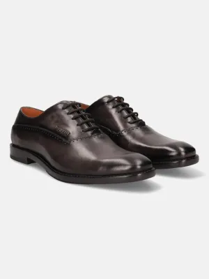 bugatti Dark Grey Premium Leather Formal Oxford Shoes