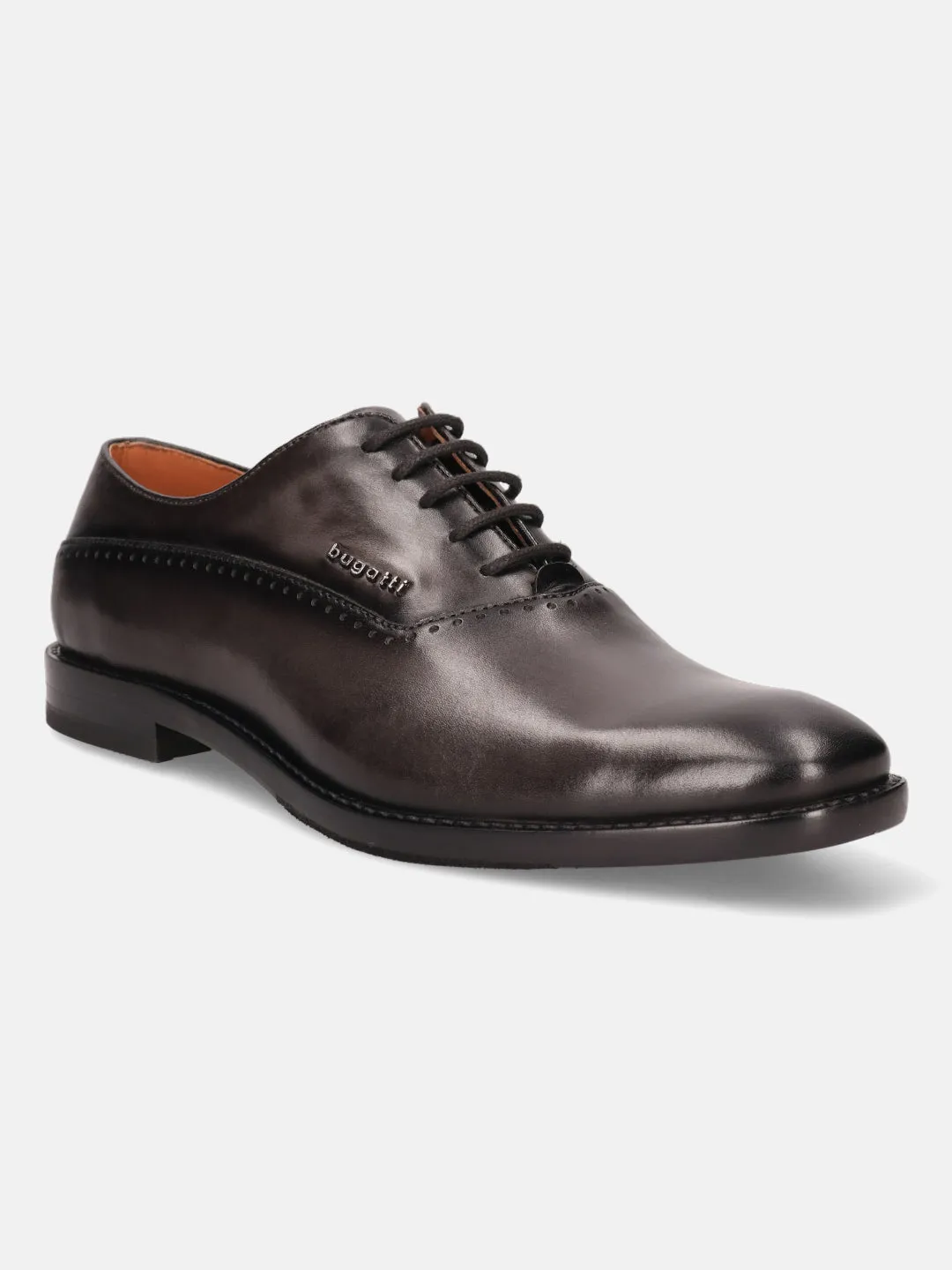 bugatti Dark Grey Premium Leather Formal Oxford Shoes