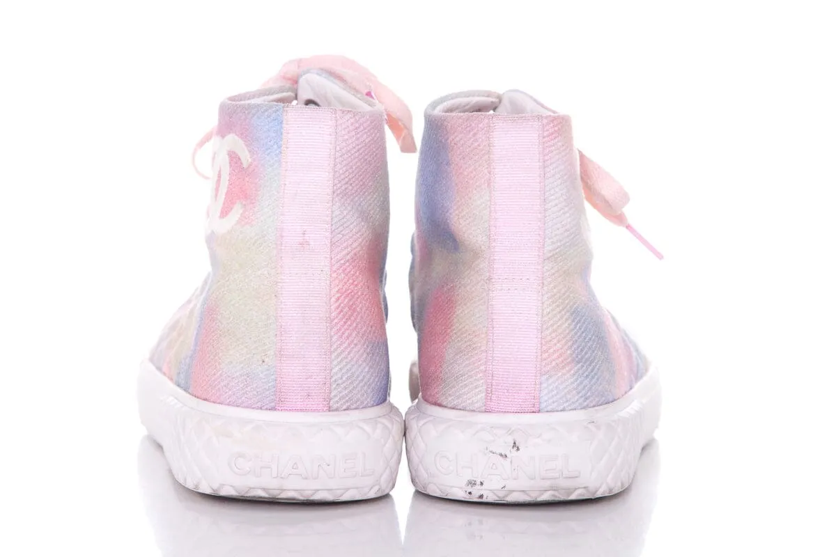 Chanel Multicolor Canvas Tie Dye High Top Sneakers SZ 39.5