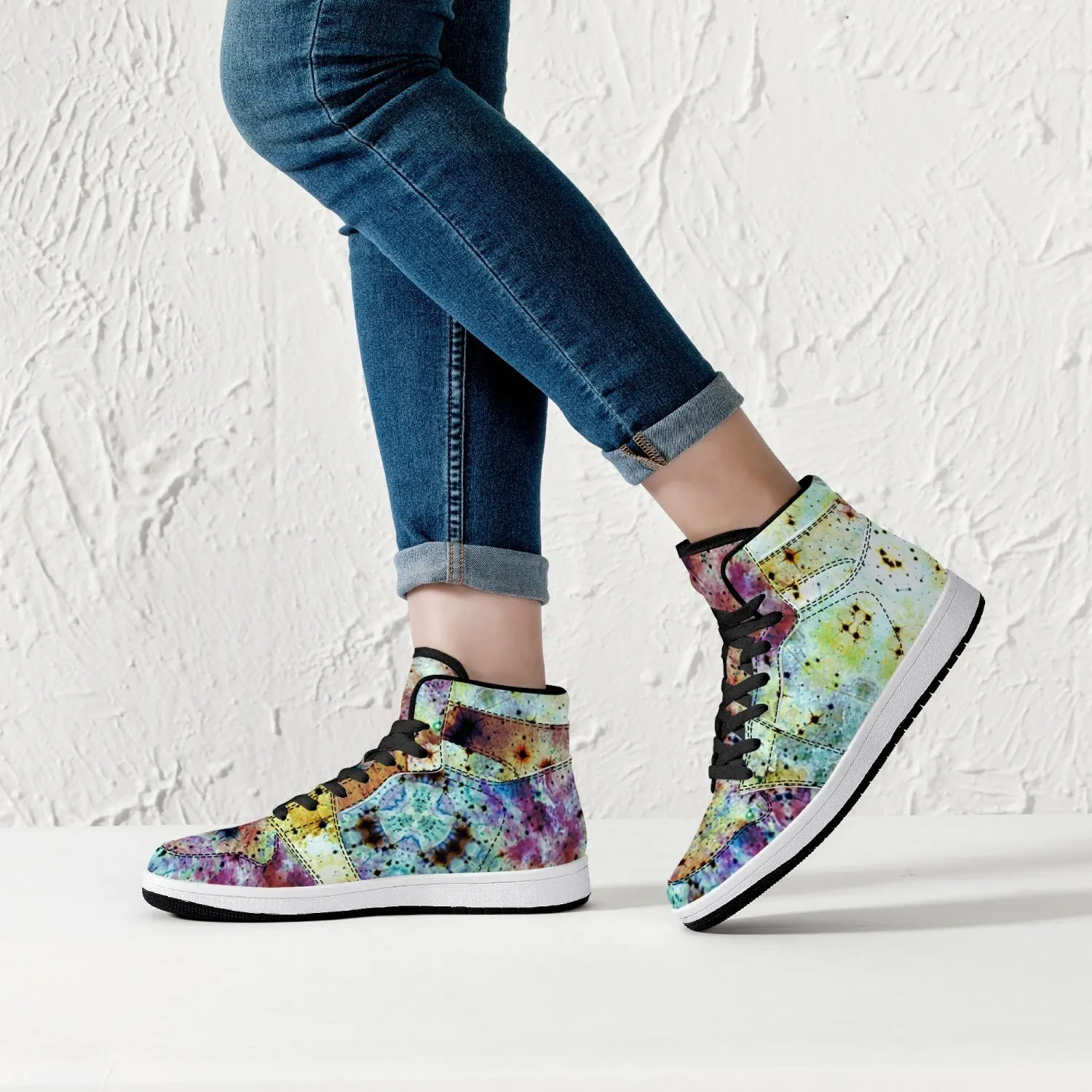 Conscious Psychedelic Split-Style High-Top Sneakers