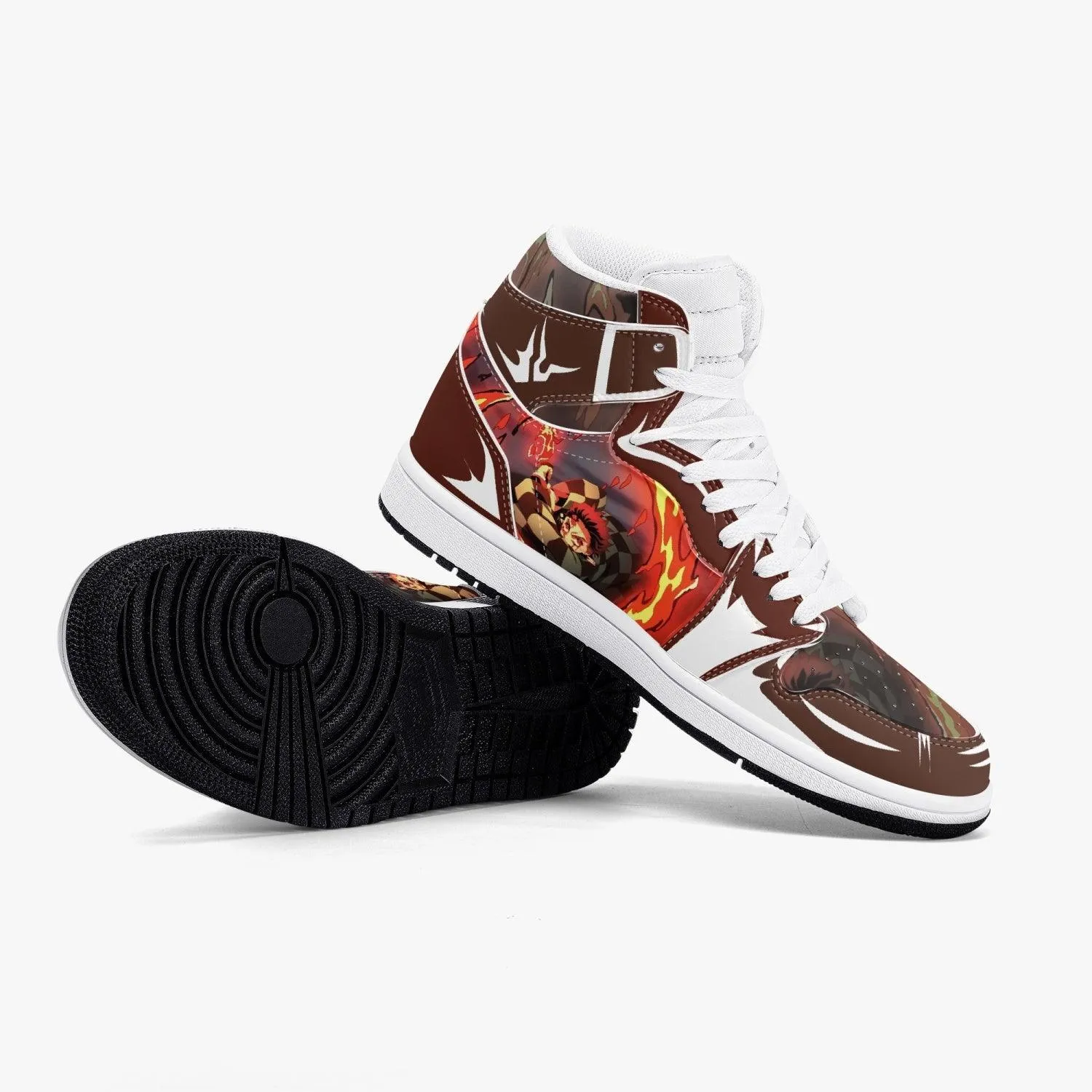 Demon Slayer Tanjiro Brown White JD1 Mid Anime Shoes