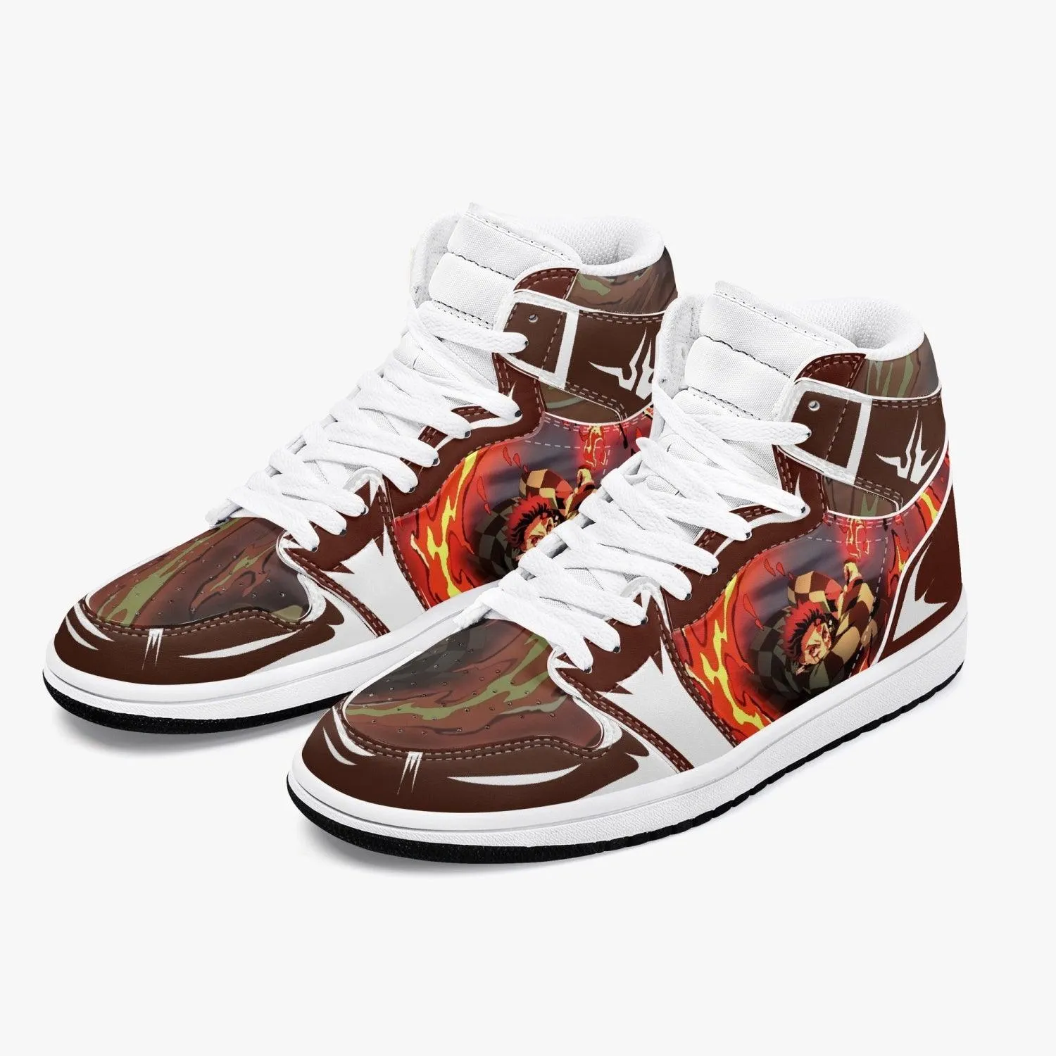 Demon Slayer Tanjiro Brown White JD1 Mid Anime Shoes