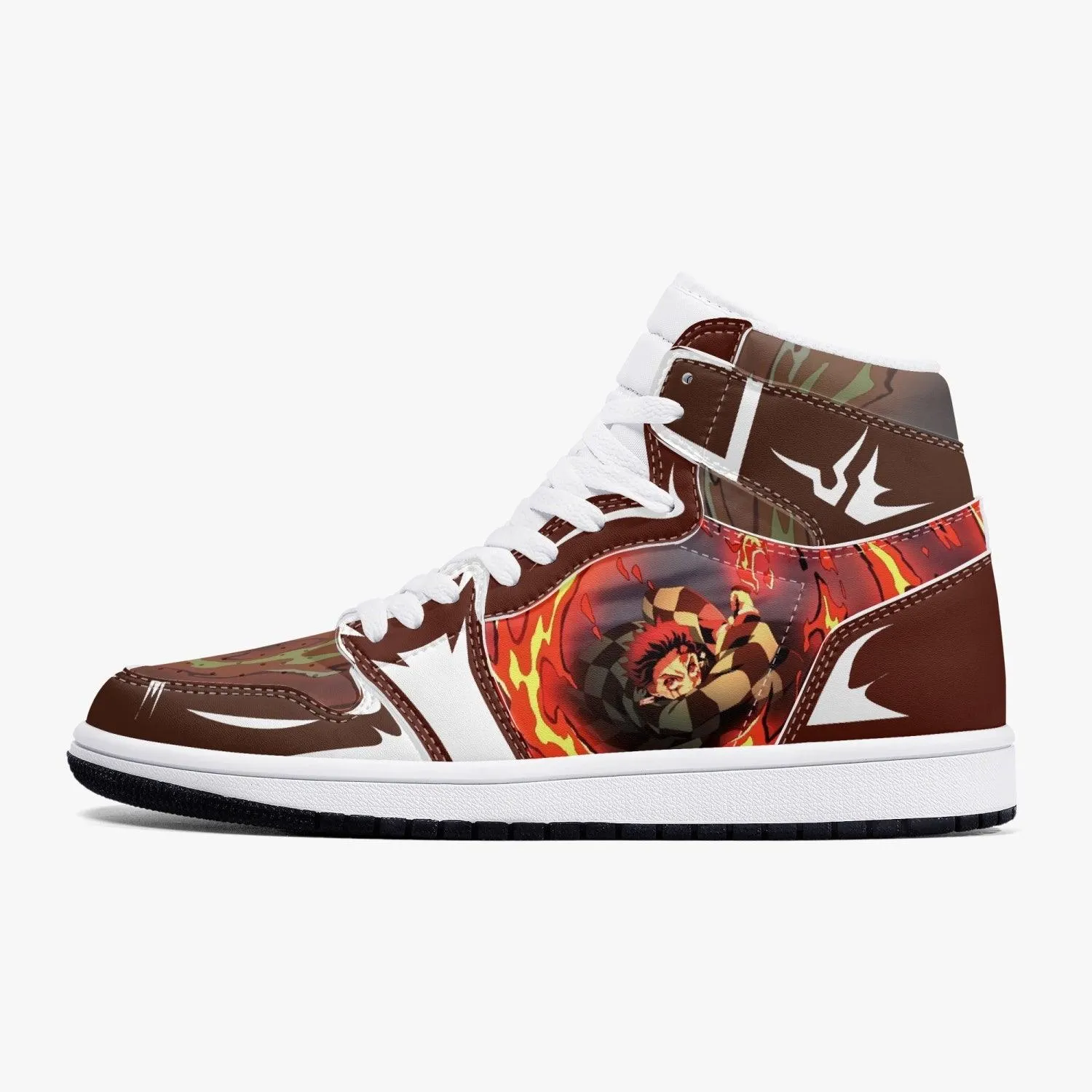 Demon Slayer Tanjiro Brown White JD1 Mid Anime Shoes