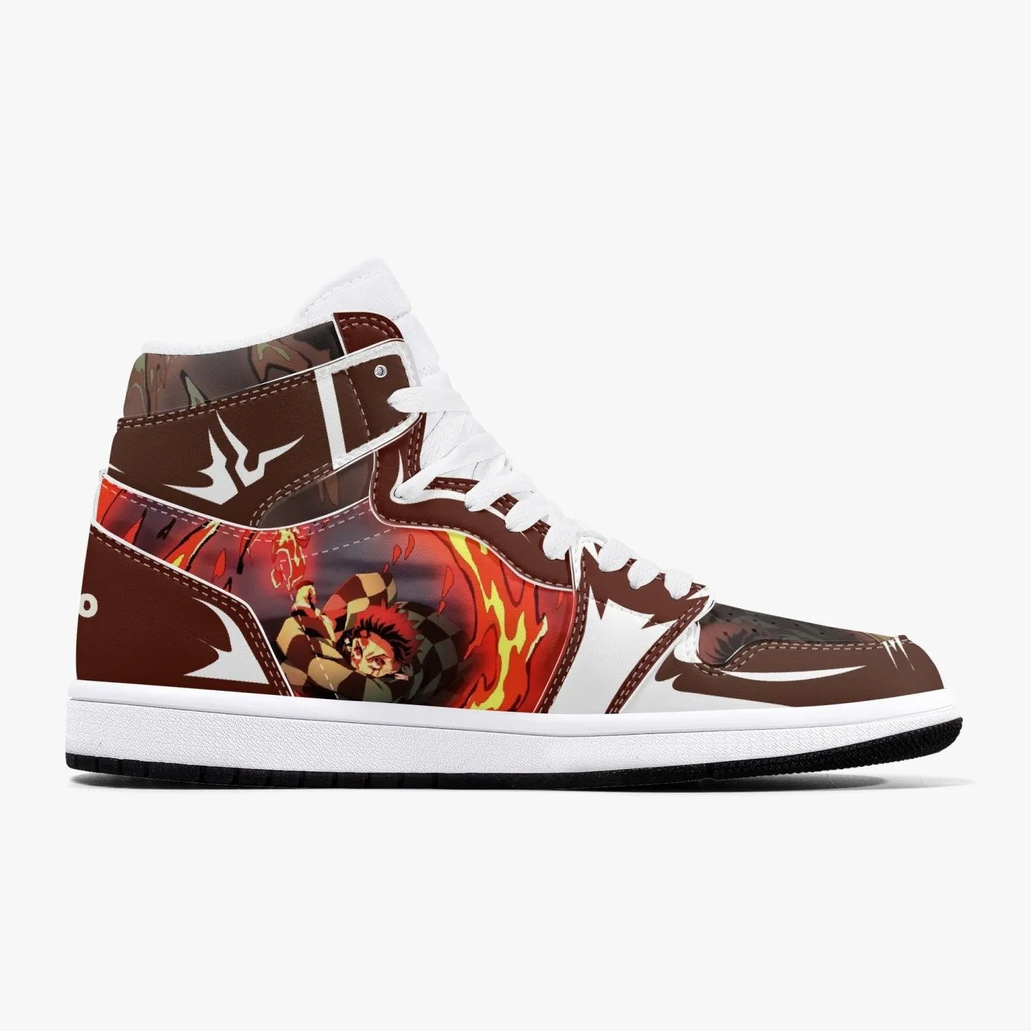 Demon Slayer Tanjiro Brown White JD1 Mid Anime Shoes