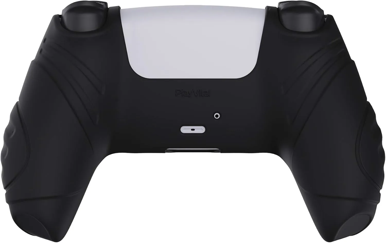 eXtremeRate PlayVital Guardian Edition Black Ergonomic Soft Anti-Slip Controller Silicone Case Cover for ps5, Rubber Protector Skins with Black Joystick Caps for ps5 Controller