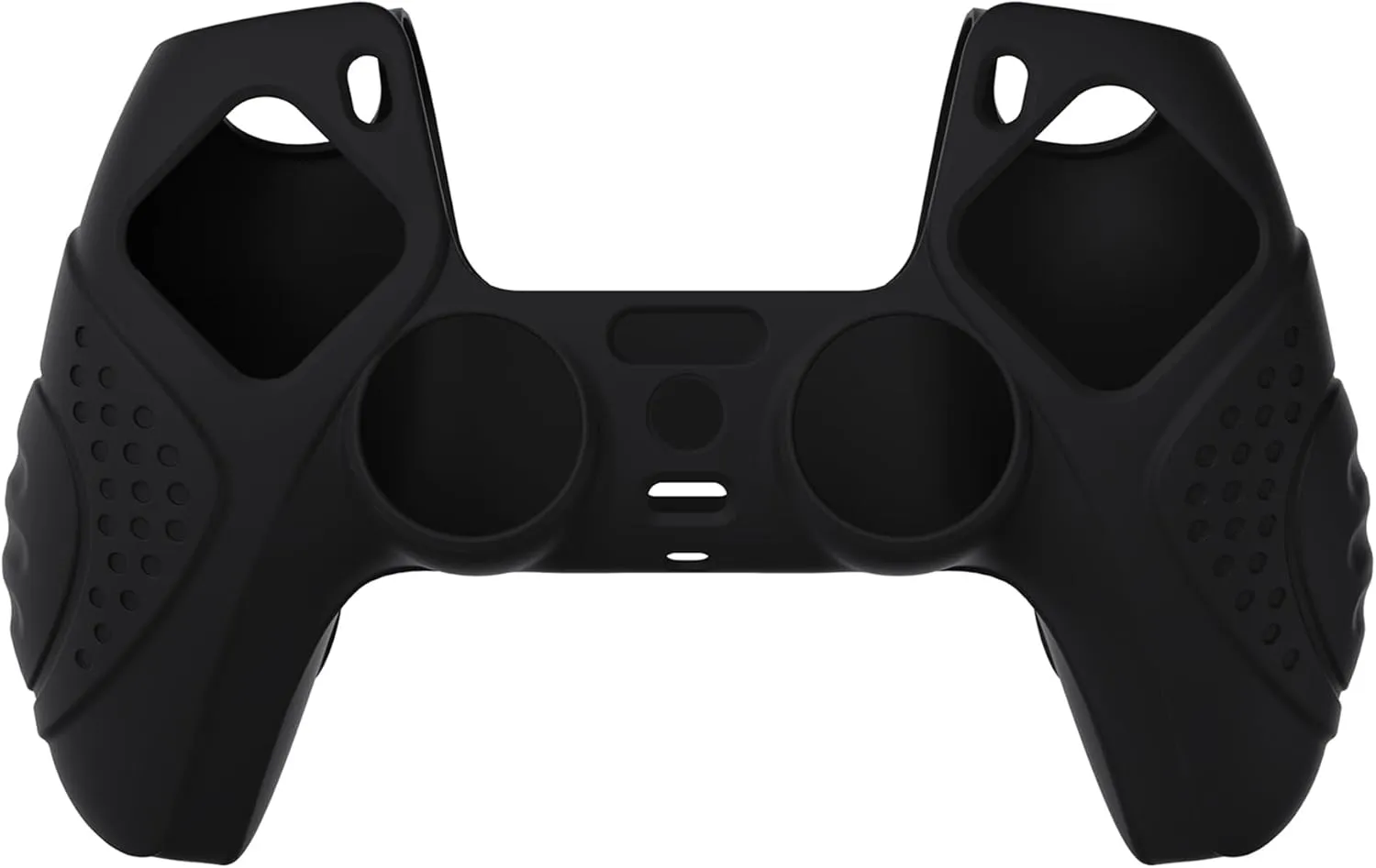 eXtremeRate PlayVital Guardian Edition Black Ergonomic Soft Anti-Slip Controller Silicone Case Cover for ps5, Rubber Protector Skins with Black Joystick Caps for ps5 Controller