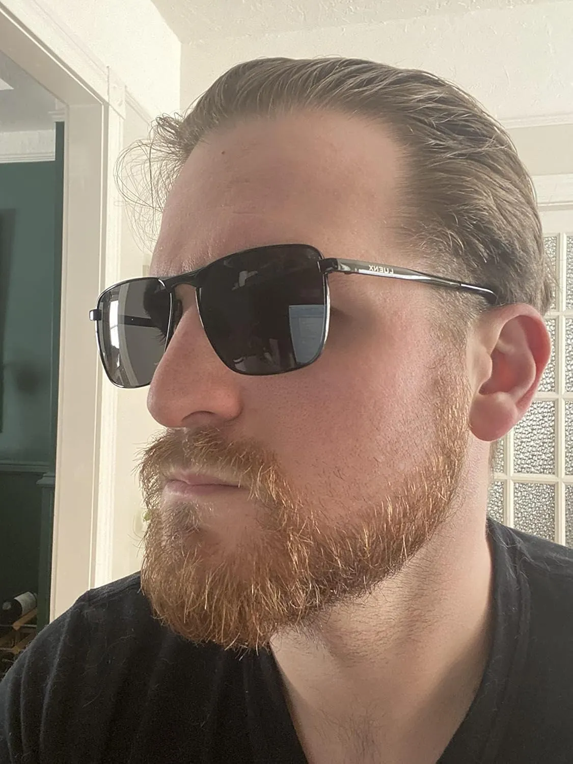 LUENX Rectangular Polarized Aviator Sunglasses for Men Retro Pilot Shades Driving UV400 Protection