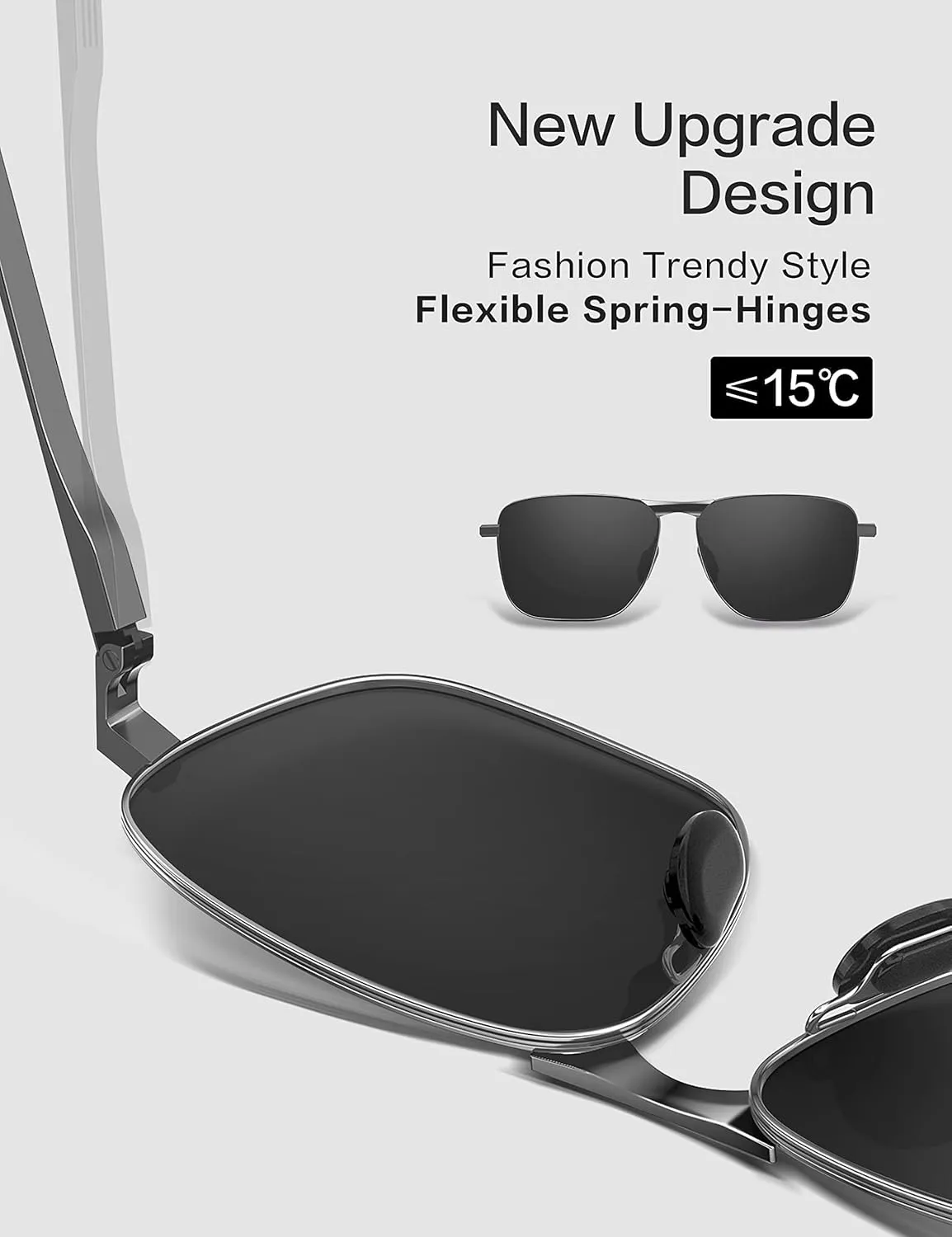 LUENX Rectangular Polarized Aviator Sunglasses for Men Retro Pilot Shades Driving UV400 Protection