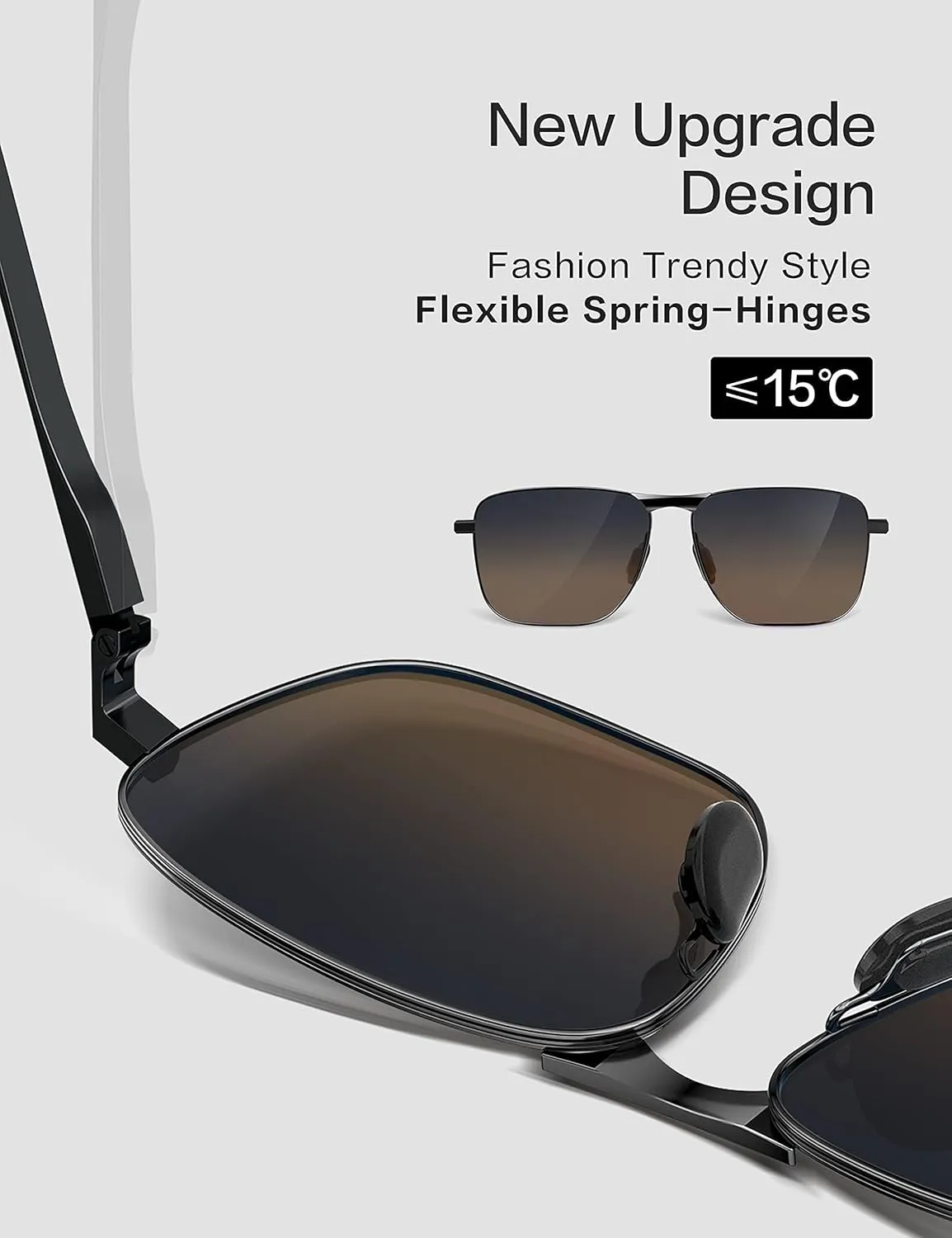 LUENX Rectangular Polarized Aviator Sunglasses for Men Retro Pilot Shades Driving UV400 Protection