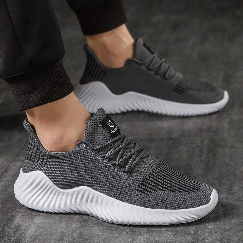 Mesh Men Shoes Breathable White Sneakers Lace-up Lightweight Shoes