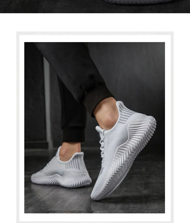 Mesh Men Shoes Breathable White Sneakers Lace-up Lightweight Shoes