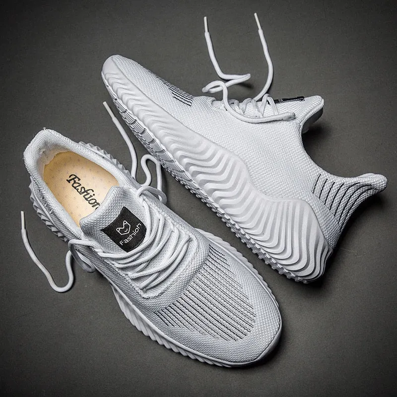 Mesh Men Shoes Breathable White Sneakers Lace-up Lightweight Shoes