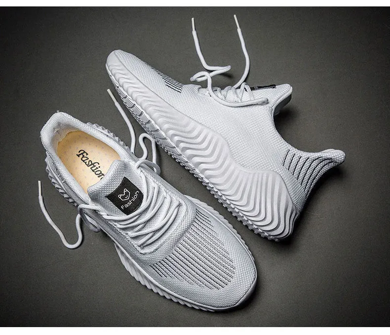 Mesh Men Shoes Breathable White Sneakers Lace-up Lightweight Shoes