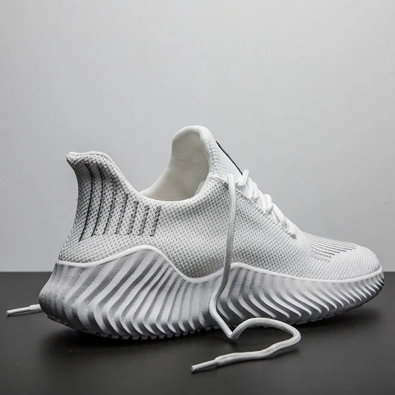 Mesh Men Shoes Breathable White Sneakers Lace-up Lightweight Shoes