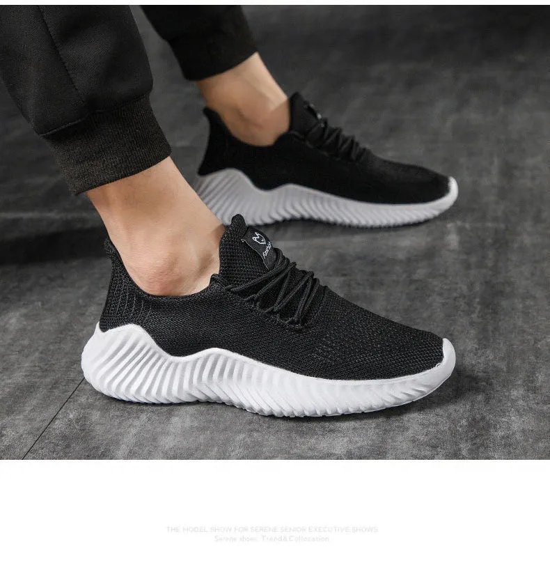 Mesh Men Shoes Breathable White Sneakers Lace-up Lightweight Shoes
