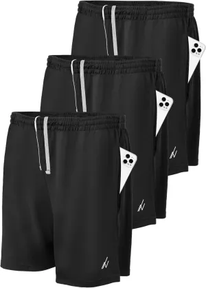 NY Threads 3 Pack Men's Athletic Shorts Quick Dry Lightweight Workout Running Gym Shorts with Pockets