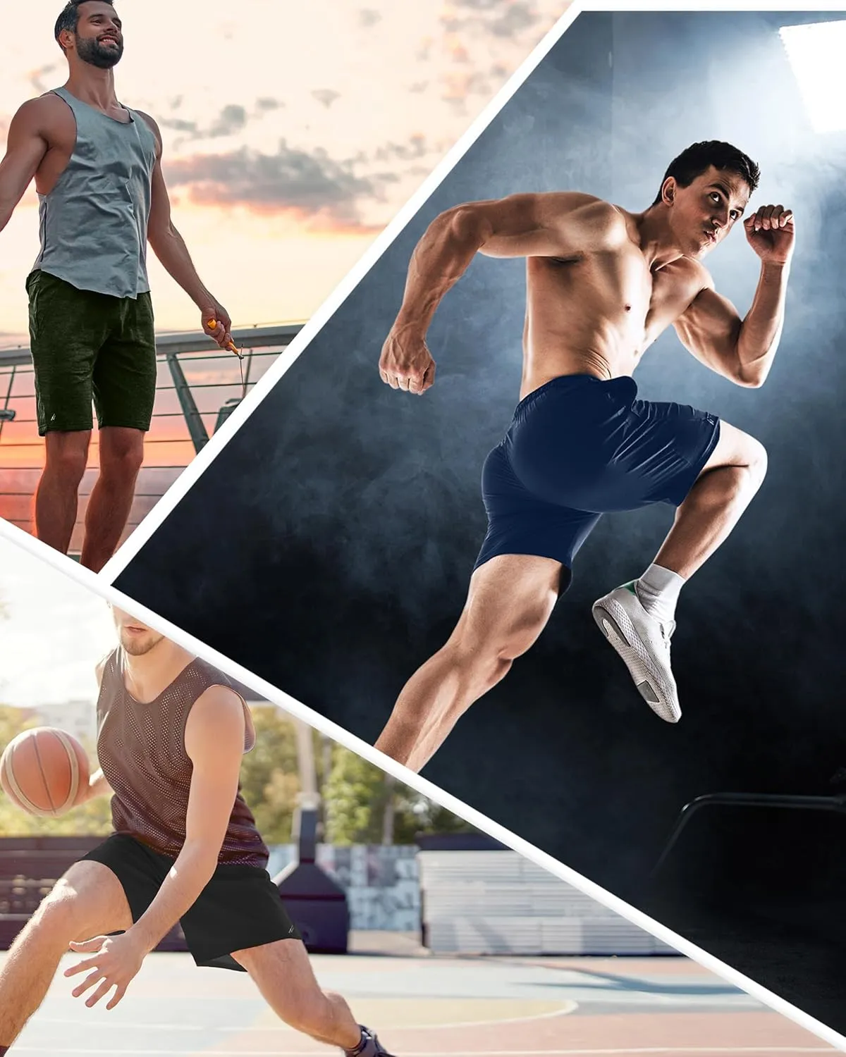 NY Threads 3 Pack Men's Athletic Shorts Quick Dry Lightweight Workout Running Gym Shorts with Pockets