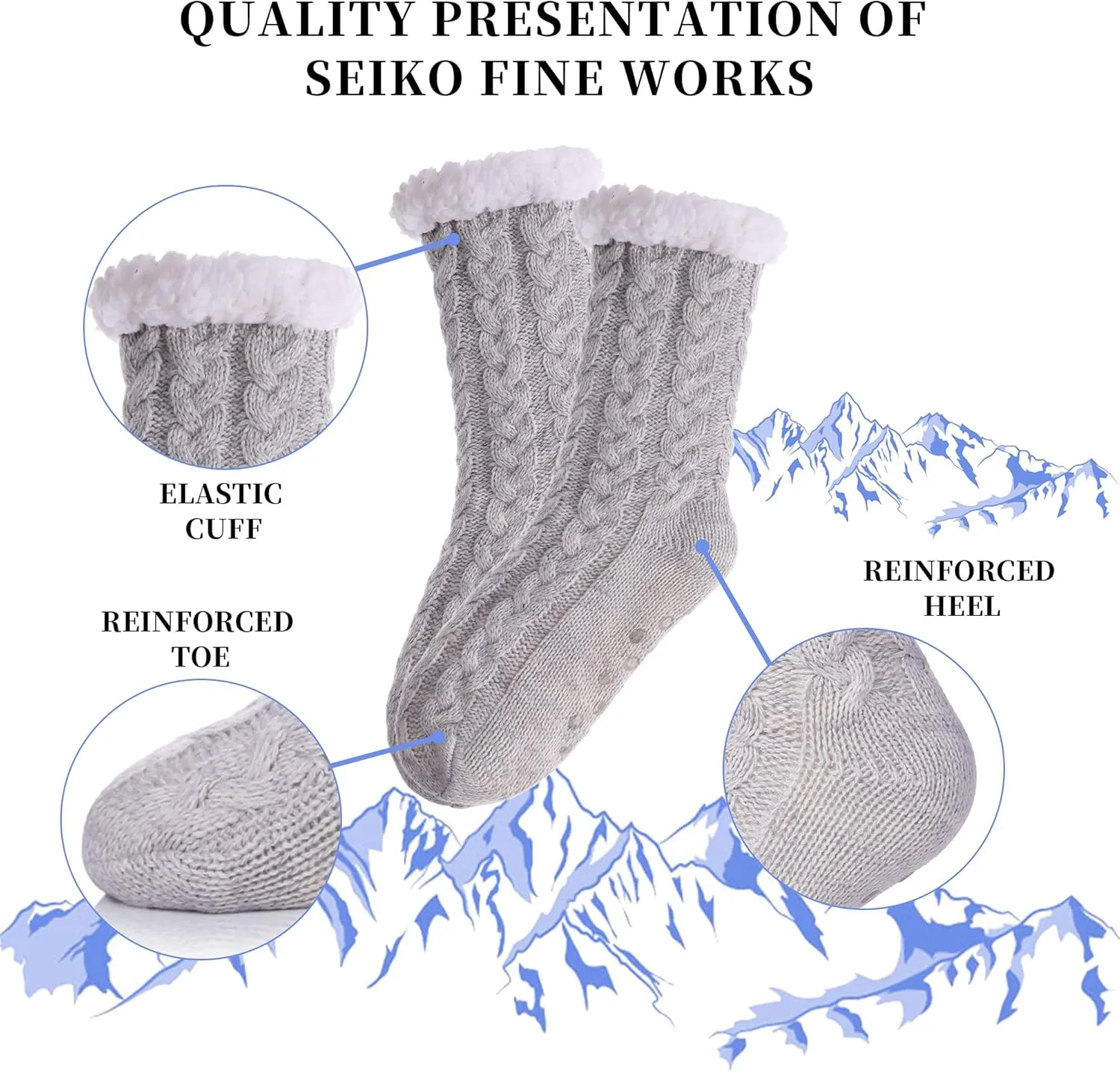 SDBING Women's Winter Super Soft Warm Cozy Fleece Lined Fuzzy Slipper Socks with Grippers