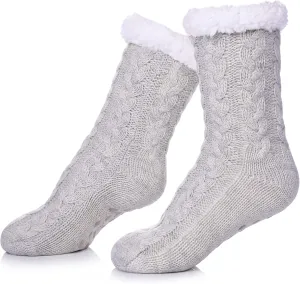SDBING Women's Winter Super Soft Warm Cozy Fleece Lined Fuzzy Slipper Socks with Grippers