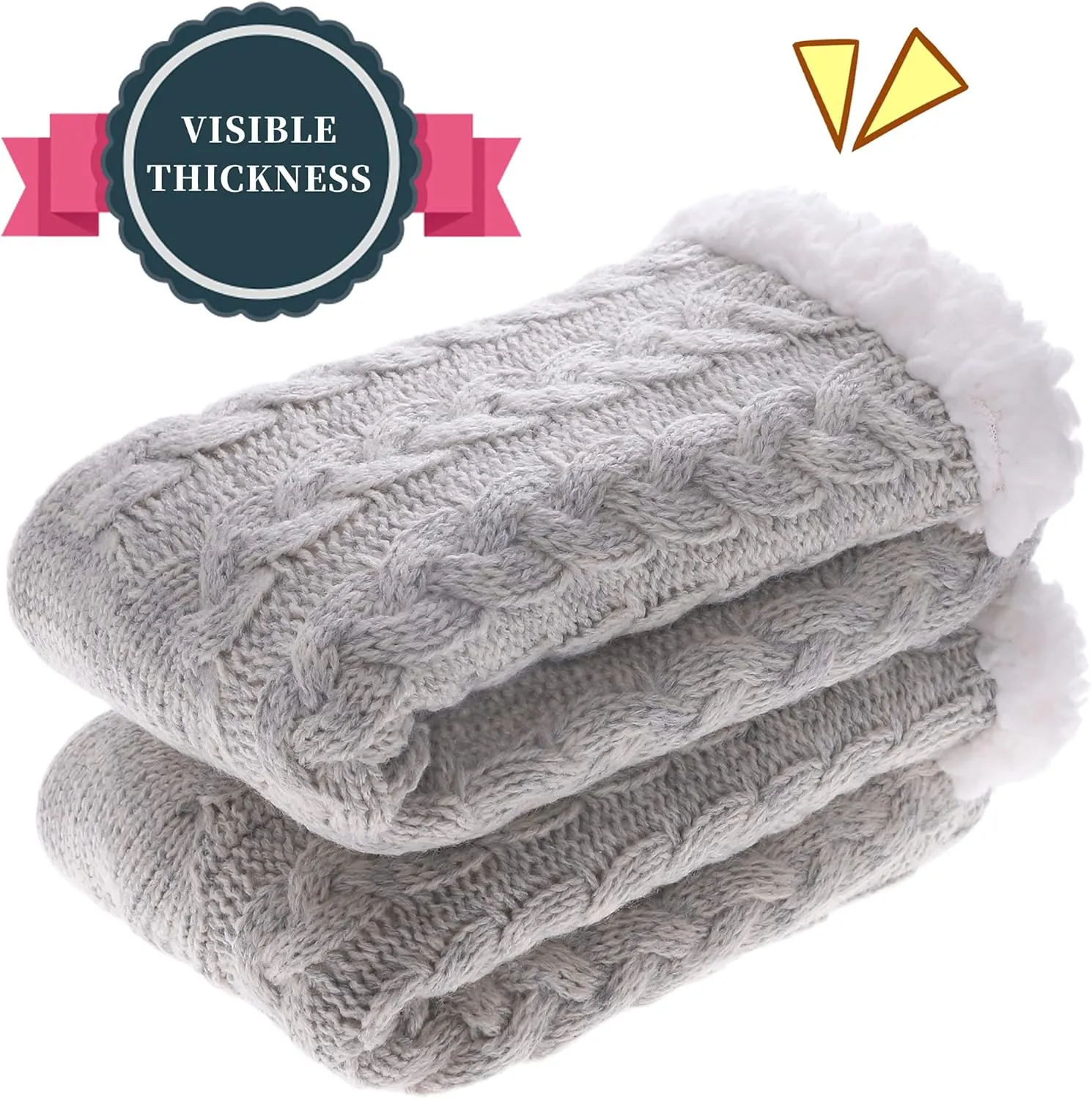 SDBING Women's Winter Super Soft Warm Cozy Fleece Lined Fuzzy Slipper Socks with Grippers
