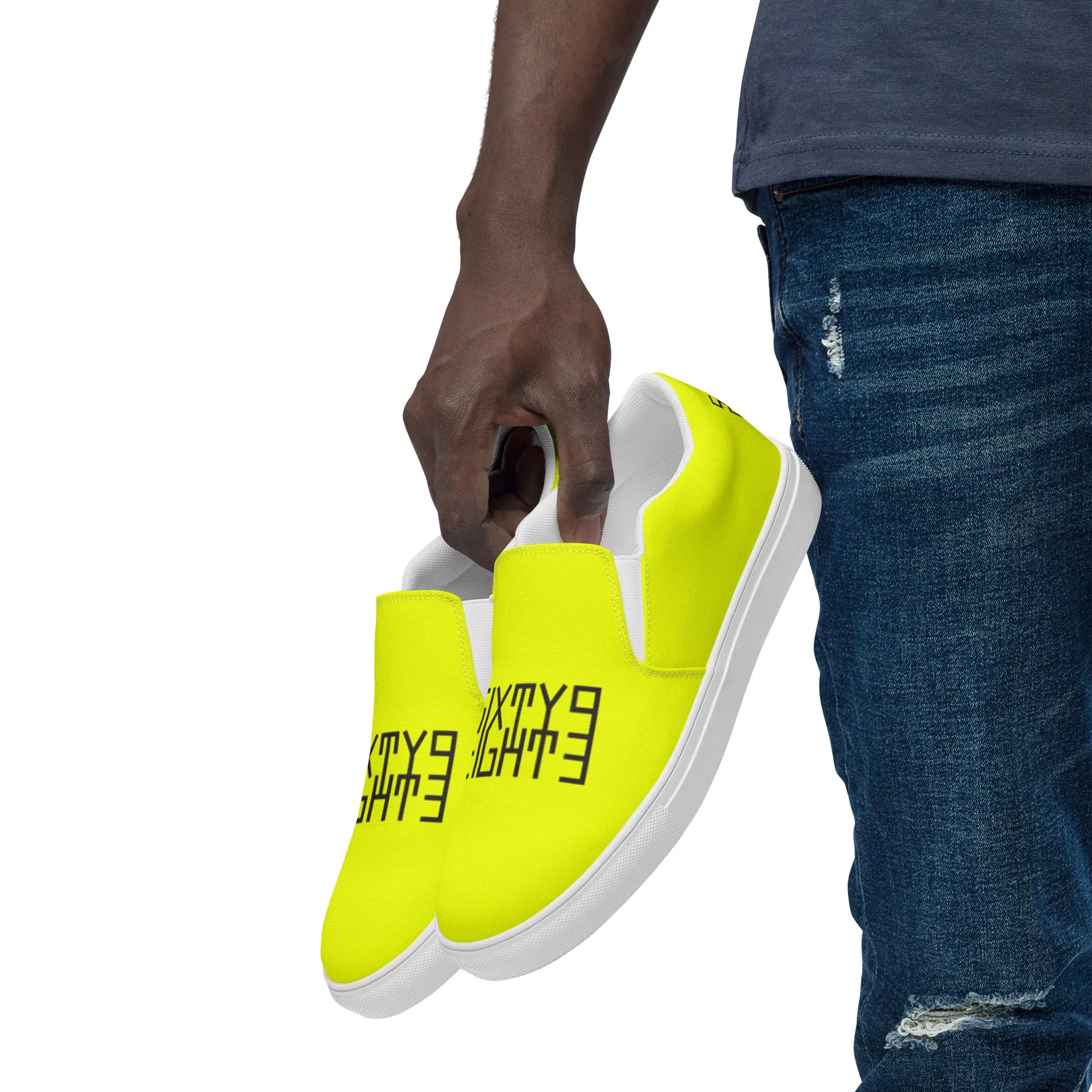 Sixty Eight 93 Logo Black & Lemonade Men's Slip On Shoes