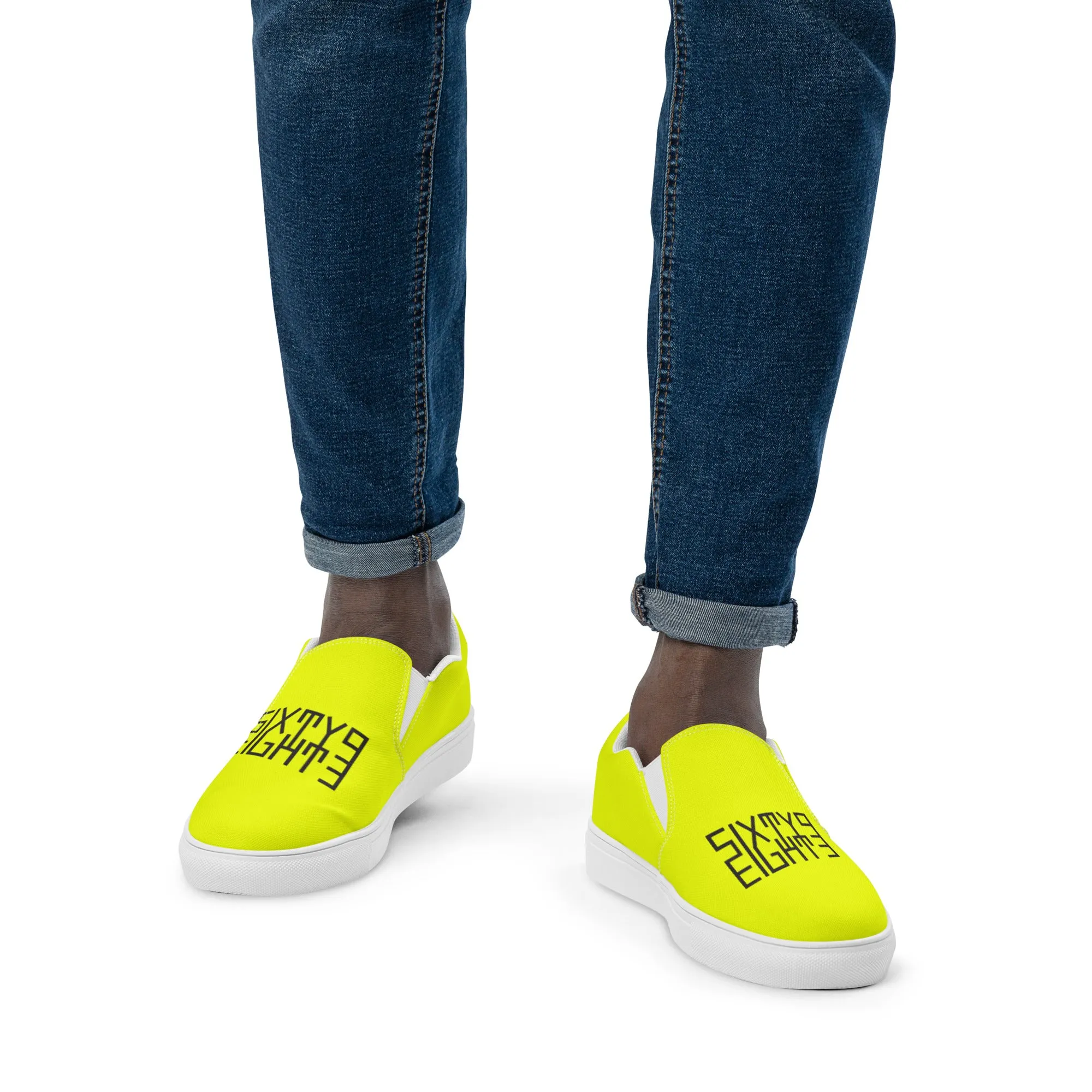 Sixty Eight 93 Logo Black & Lemonade Men's Slip On Shoes