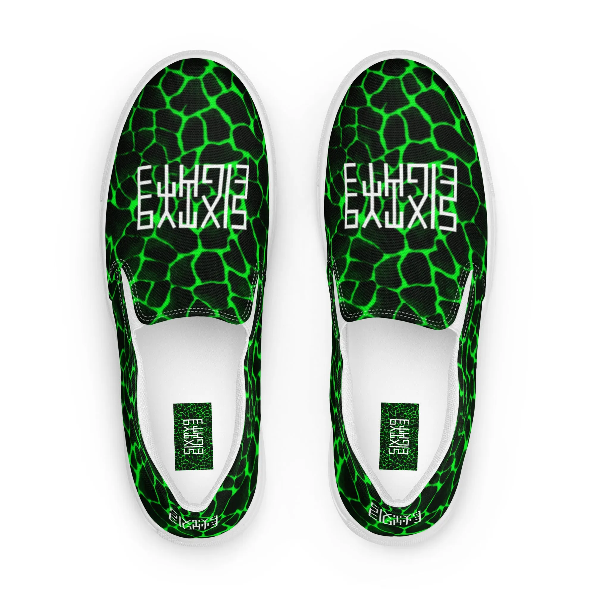 Sixty Eight 93 Logo White Boa Black Lime Men's Slip On Shoes