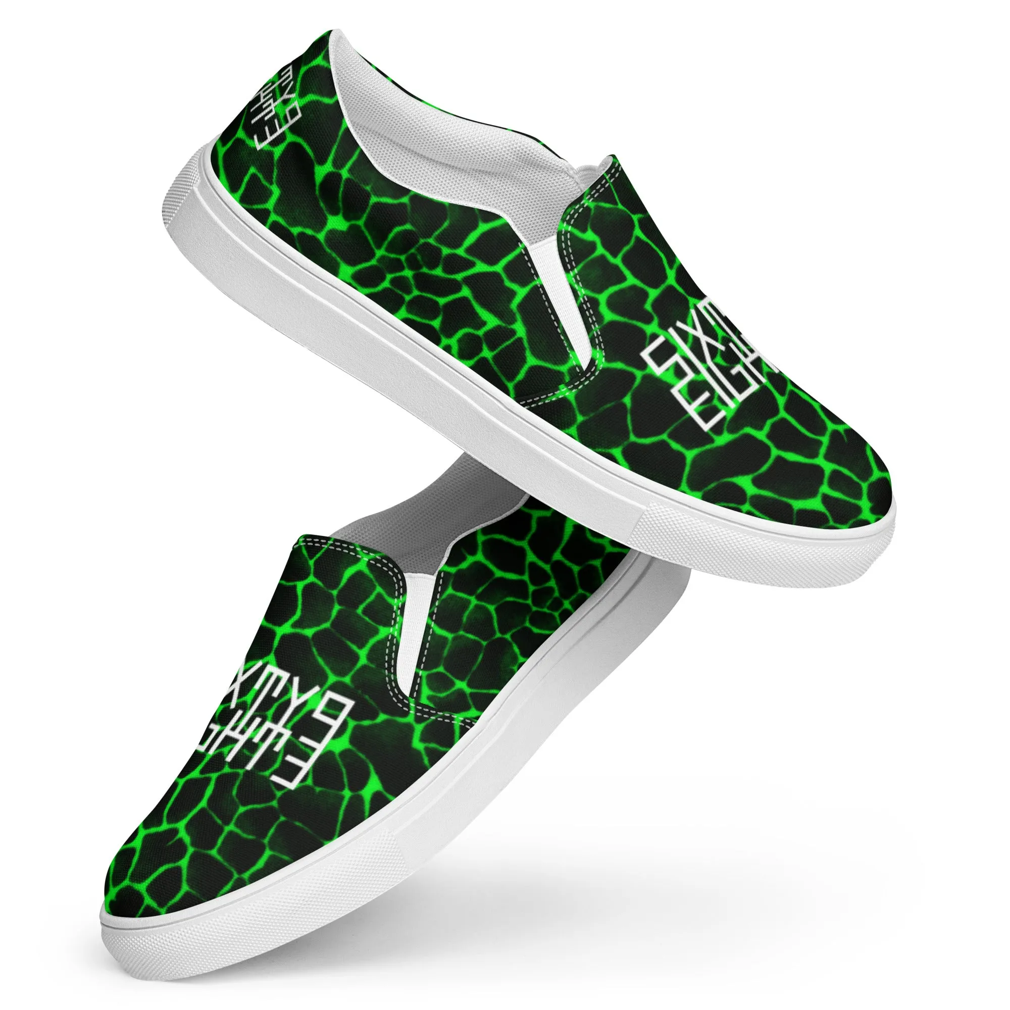 Sixty Eight 93 Logo White Boa Black Lime Men's Slip On Shoes