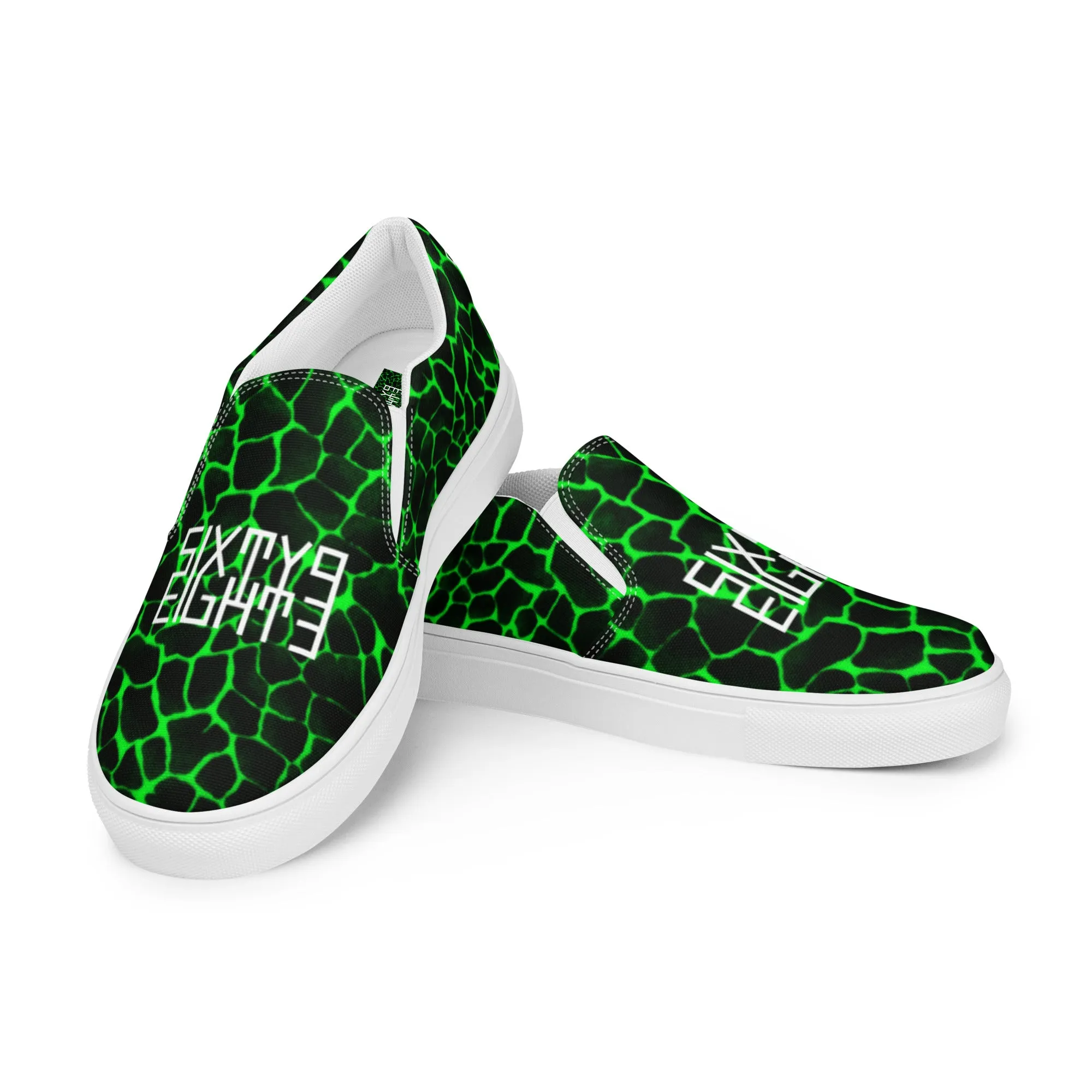 Sixty Eight 93 Logo White Boa Black Lime Men's Slip On Shoes