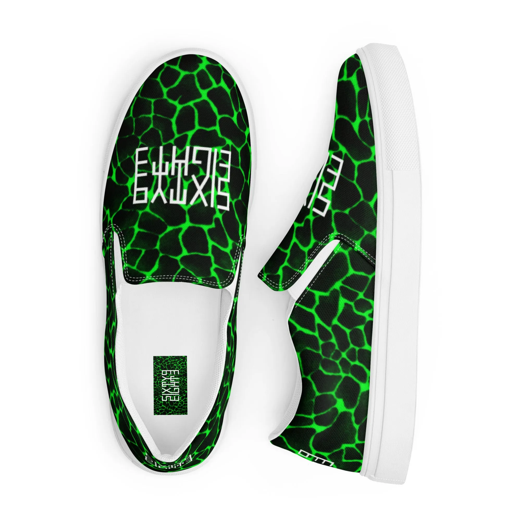 Sixty Eight 93 Logo White Boa Black Lime Men's Slip On Shoes
