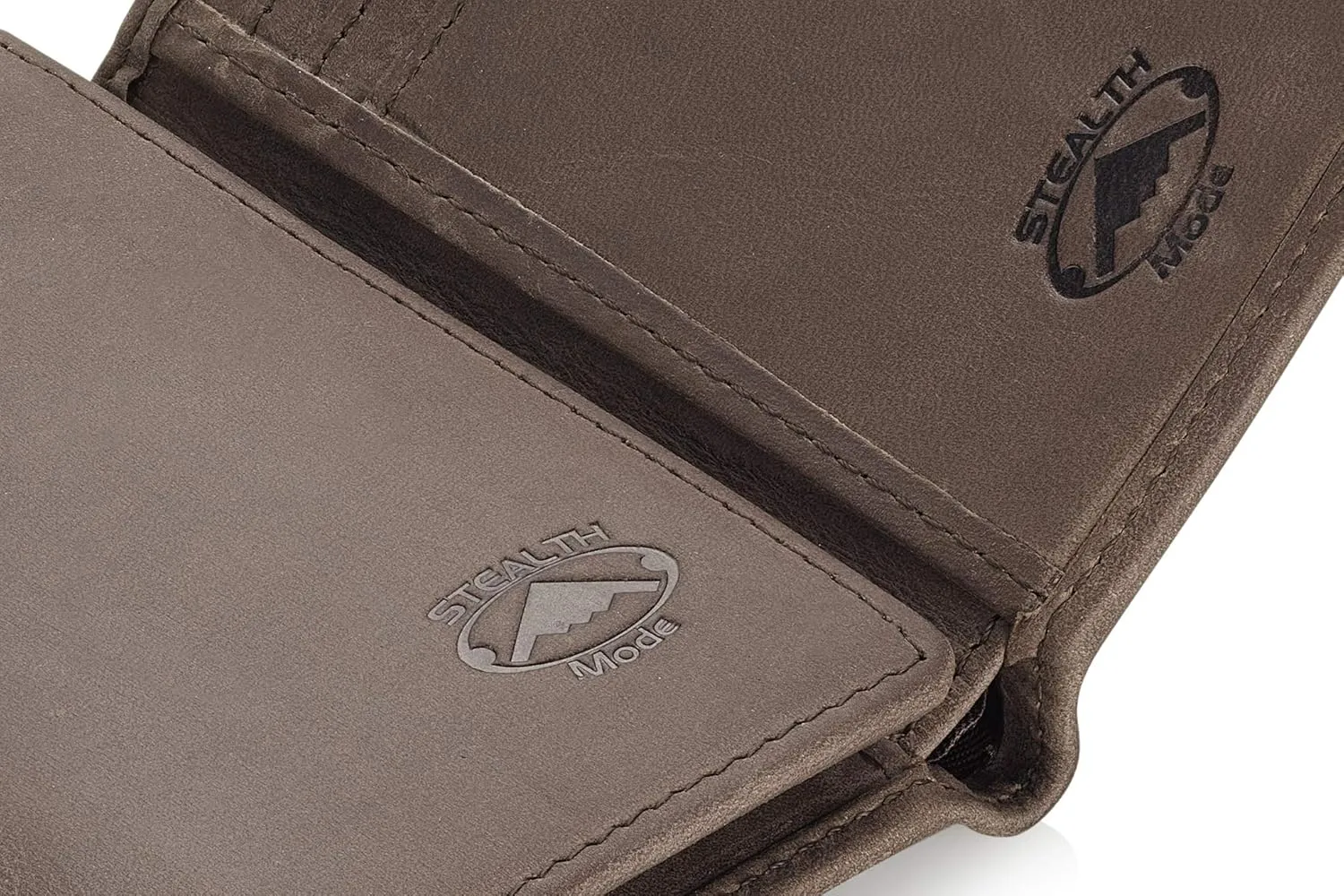 Stealth Mode Trifold Leather Wallet for Men with RFID Blocking
