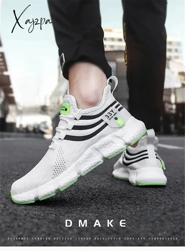 Xajzpa - Men's Sneakers Mesh Breathable Running Shoes Male Light Non-slip Classic Sports Casual White Shoes Women Couple Tenis Masculino